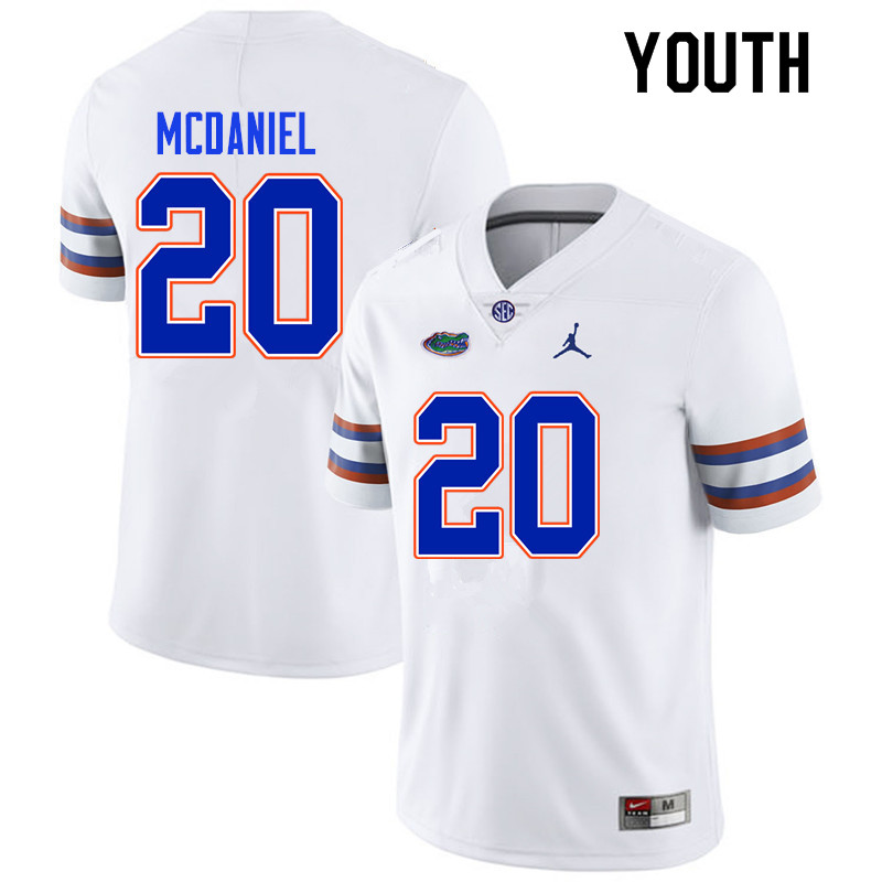 Youth #20 Mordecai McDaniel Florida Gators College Football Jerseys Sale-White - Click Image to Close